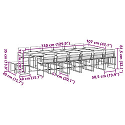 vidaXL Ensemble à manger de jardin avec coussins 17pcs blanc textilène pas cher