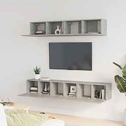 Avis Maison Chic Ensemble de meubles TV 5 pcs | Banc TV Moderne pour salon | Meuble de Rangement - Gris béton Bois d'ingénierie -MN24543