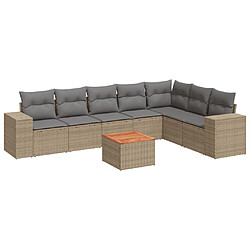 vidaXL Salon de jardin avec coussins 8 pcs beige résine tressée