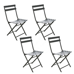 Hesperide Lot de 4 chaises de jardin pliables en métal Greensboro - Graphite