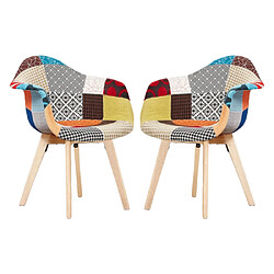 Home Design International Lot de 2 Chaises Patchwork avec Accoudoirs