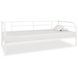 Maison Chic Lit adulte - Lit simple Cadre de lit,Structure du lit Contemporain de repos Blanc Métal 90 x 200 cm -MN51309