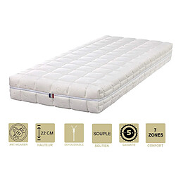 King Of Dreams Lot de 2 Matelas Face été Latex Naturel 70 Kg/m3 Face Hiver Mémoire de forme 60 Kg/m3 + 2 Alèses 70x190 x 22 cm Souple - Déhoussable Housse Lavable - 7 Zones de Confort