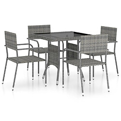 Salle à dîner de jardin 5 pcs,Table et chaise à manger Résine tressée Gris -MN65095