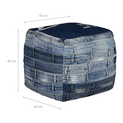 Acheter WOMO-DESIGN Ottoman tabouret pouf siège cube jeans coton bleu Pittsburgh 45 cm