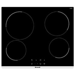 Table de cuisson vitrocéramique 60cm 4 feux 6300w noir - BPV1641B - BRANDT