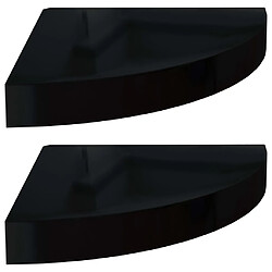 vidaXL Étagères d'angle flottantes 2pcs noir brillant 25x25x3,8cm MDF