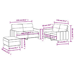 vidaXL Ensemble de canapés 3 pcs avec coussins Jaune clair Tissu pas cher