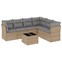 Maison Chic Salon de jardin avec coussins 7 pcs | Ensemble de Table et chaises | Mobilier d'Extérieur beige résine tressée -GKD74116