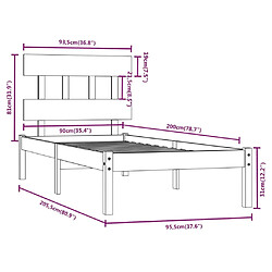 vidaXL Cadre de lit sans matelas 90x200 cm bois massif pas cher