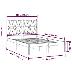 vidaXL Cadre de lit sans matelas bois massif 120x200 cm pas cher