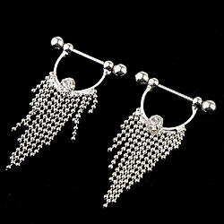 Acheter 1 paire perles tassle mamelon anneau dangle bouclier nipplerings blanc cristal