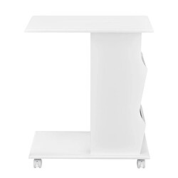 Helloshop26 Table basse table de salon table d'appoint avec roues et avec porte-journaux MDF laqué plastique blanc 53 x 30 x 63 cm 03_0004164