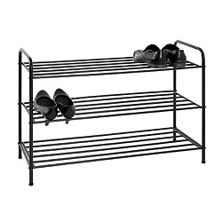 Pegane Etagère à chaussures, meuble à chaussures en métal coloris noir -longueur 83 x profondeur 35 x hauteur 58 cm