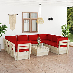 Maison Chic Salon de jardin palette 9 pcs avec coussins - Table et chaises d'extérieur - Mobilier/Meubles de jardin Moderne épicéa imprégné -MN31873