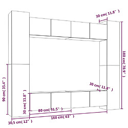 vidaXL Ensemble de meubles TV 8 pcs Chêne fumé Bois d'ingénierie pas cher