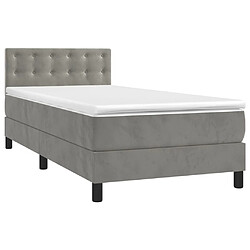 vidaXL Sommier à lattes de lit et matelas Gris clair 90x190 cm Velours