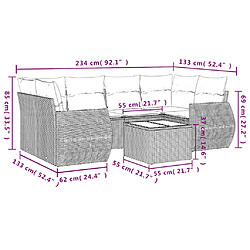 Acheter vidaXL Salon de jardin avec coussins 7 pcs gris clair résine tressée