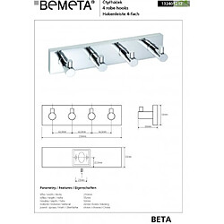 Bemeta - Maison De La Tendance Patère quadruple en chrome BETA 25cmx 5,5cm 5cm