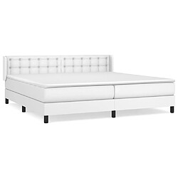 vidaXL Sommier à lattes de lit avec matelas Blanc 200x200cm Similicuir