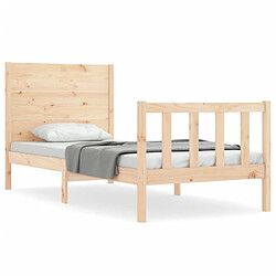 Maison Chic Cadre/structure de lit et tête de lit pour adulte - Lit Moderne Chambre 100x200 cm bois massif -MN29523