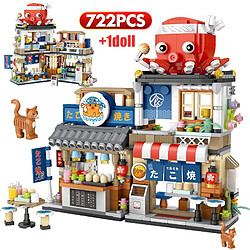 Universal City Mini Street View Japanese Food Octopus Shave Ice Shop Blocs de construction Briques Jouets Cadeaux de Noël pour les enfants | Blocs pas cher