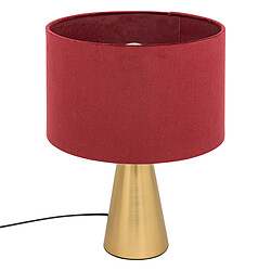 Pegane Lampe à poser, lampadaire en velours coloris bordeaux et métal doré - diamètre 27 x Hauteur 35 cm