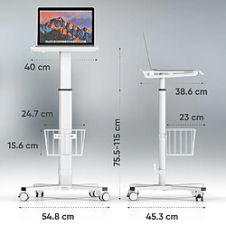 Avis ONKRON Petit Chariot à Roulettes Charge Optimale de 8 kg, Table de Lit Medicale 4 Roulettes - Poste de Travail Mobile Table Bureau Reglable Hauteur / Support Ordinateur Portable Blanc / LMG30-W Blanc