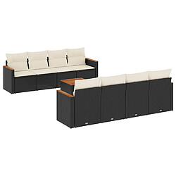 Maison Chic Ensemble Tables et chaises d'extérieur 9 pcs avec coussins,Salon de jardin noir résine tressée -GKD625616