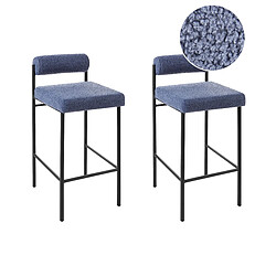 Beliani Tabouret de bar Set de 2 Bouclé Bleu foncé AMAYA