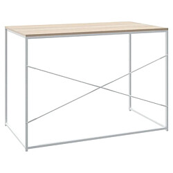 vidaXL Bureau d'ordinateur Blanc et chêne 110x60x70 cm Aggloméré pas cher