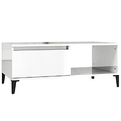 vidaXL Table basse Blanc brillant 90x50x36,5 cm Bois d'ingénierie