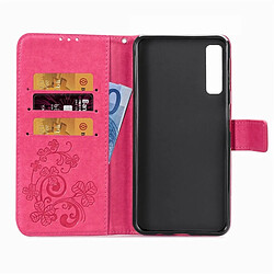 Acheter Wewoo Housse Coque Étui en cuir à motif de fleurs pressées Lucky Clover pour Galaxy A7 (2018), avec support et emplacements pour cartes, ainsi que un porte-monnaie une dragonne (Magenta)