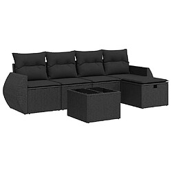 vidaXL Salon de jardin 6 pcs avec coussins noir résine tressée