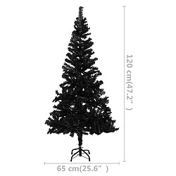 vidaXL Arbre de Noël artificiel pré-éclairé et boules noir 120 cm PVC pas cher