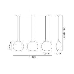 Luminaire Center Suspension Lens Chrome poli 3 ampoules 31cm