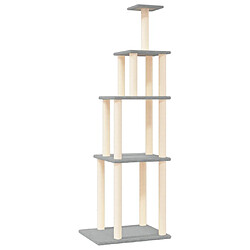 Helloshop26 Arbre à chat meuble tour grimper jouet grattage grattoir escalade plateforme avec griffoirs en sisal clair 183 cm gris 02_0022597