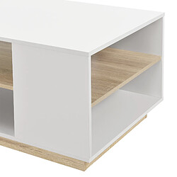 Table Basse avec Étagère de Stockage Trelleborg 46 x 100 x 60 cm Blanc Chêne [en.casa] pas cher