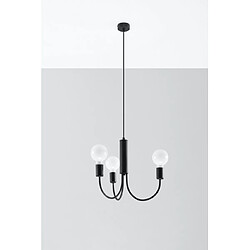 Luminaire Center Suspension Piccolo Acier Noir 3 ampoules 100cm