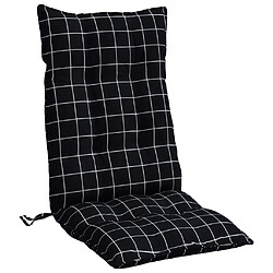 Acheter vidaXL Coussins de chaise à dossier haut lot de 4 motif carreaux noir