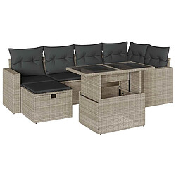 vidaXL Salon de jardin avec coussins 7 pcs gris clair résine tressée