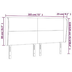 Acheter vidaXL Tête de lit avec oreilles Gris foncé 183x23x118/128 cm Velours