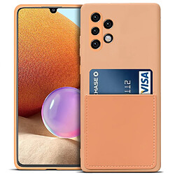 Coque en silicone anti-rayures avec porte-carte orange pour votre Samsung Galaxy A32 4G (EU Version)