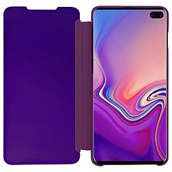 Avizar Housse Samsung Galaxy S10 Plus Étui Miroir Clapet translucide Stand Vidéo violet pas cher