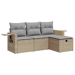 vidaXL Salon de jardin avec coussins 4 pcs beige résine tressée