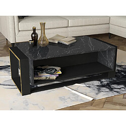 Vente-Unique Table basse avec 1 niche - Effet marbre noir et doré - COMEBI