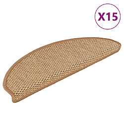 vidaXL Tapis d'escalier autocollants aspect sisal 15 pcs 65x21x4 cm