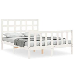 Maison Chic Cadre/structure de lit avec tête de lit pour adulte - Lit Moderne Chambre blanc 120x200 cm bois massif -MN83663