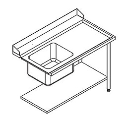 Table de Prélavage Lave-Vaisselle à Capot - Accrochage à Droite - L 1200 mm - Elettrobar