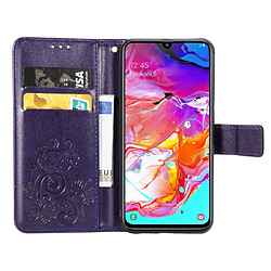 Acheter Wewoo Housse Coque Étui en cuir à Motif fleurs repiquées Lucky Clover pour Galaxy A70avec porte-cartes et & Portefeuille et dragonne Violet